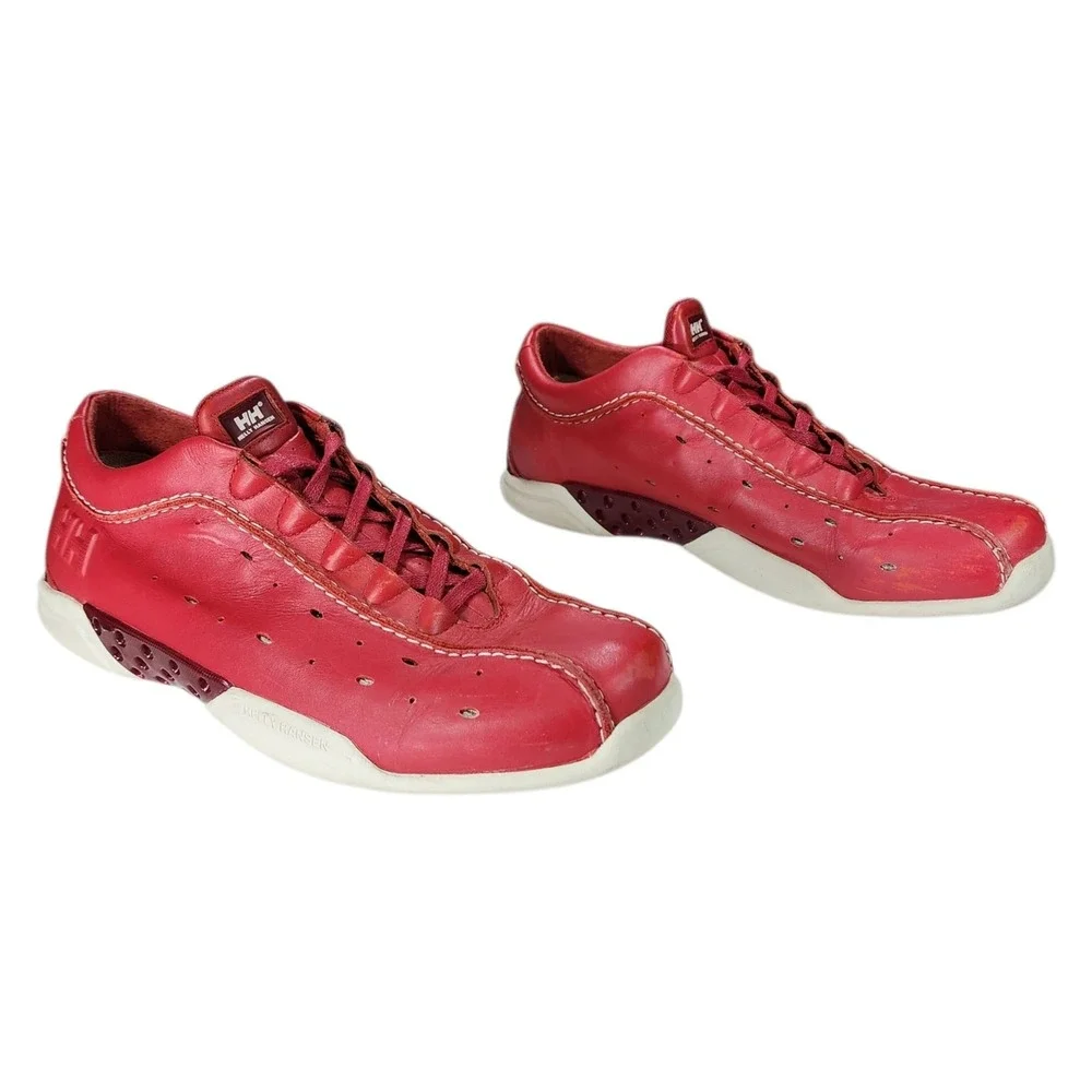 Vtg‎ Helly Hansen Sneakers sz 9 Men Red Bicycle Style Leather REPLACED INSOLES